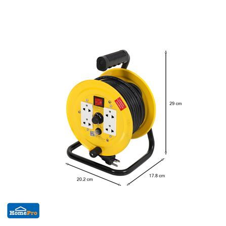 ล้อเก็บสายไฟ 4 ช่อง ELECKTA ET-MB1510 3600 วัตต์ 10 เมตร เหลือง_8