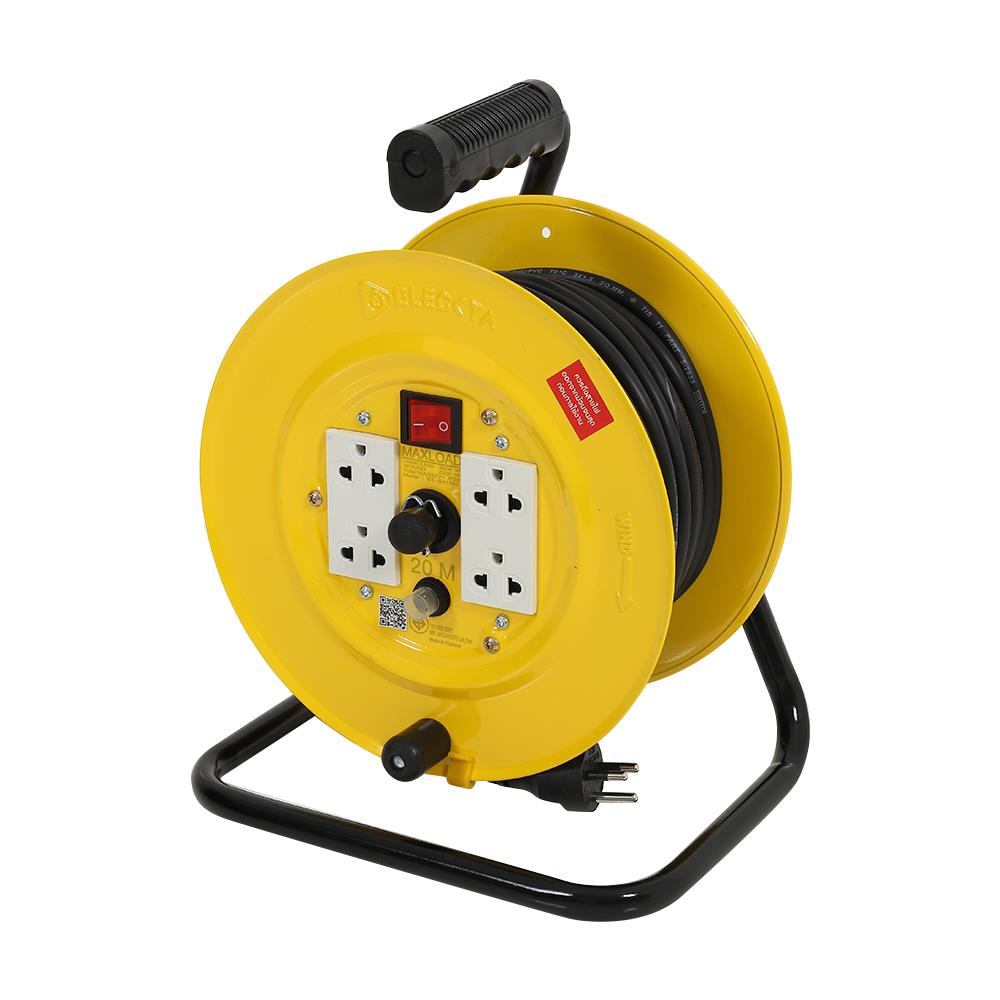 ล้อเก็บสายไฟ 4 ช่อง ELECKTA ET-SA1520 3600 วัตต์ 20 เมตร เหลือง