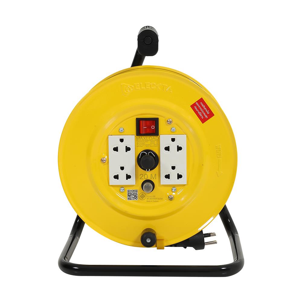 ล้อเก็บสายไฟ 4 ช่อง ELECKTA ET-SA1520 3600 วัตต์ 20 เมตร เหลือง