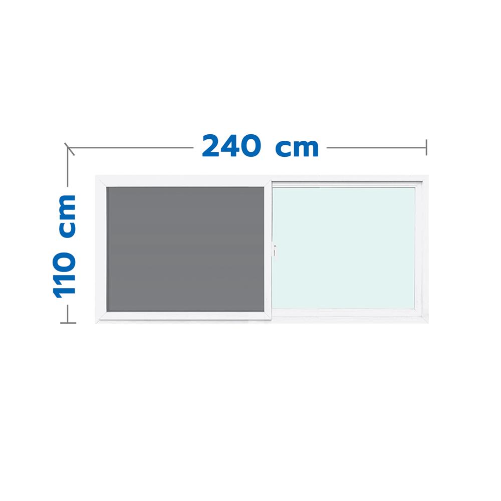 หน้าต่างบานเลื่อน UPVC  F-S-S-F มุ้ง EURO FRAME 240X110 ซม. สีขาว