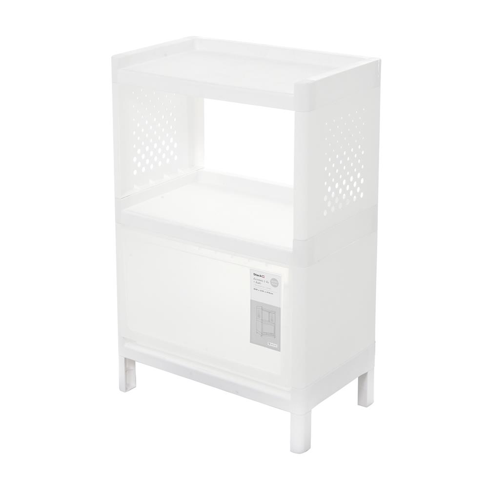 ชั้นวางของ 2 ชั้น 1 ลิ้นชัก STACKO MONO 48x30x76 ซม. สีขาว