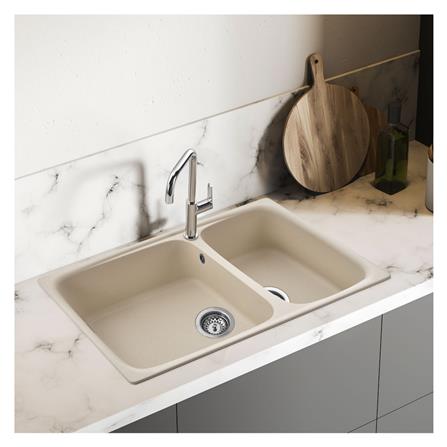 ซิงค์ฝัง 2 หลุม METRIX DELLA450 แกรนิต สีครีม_2