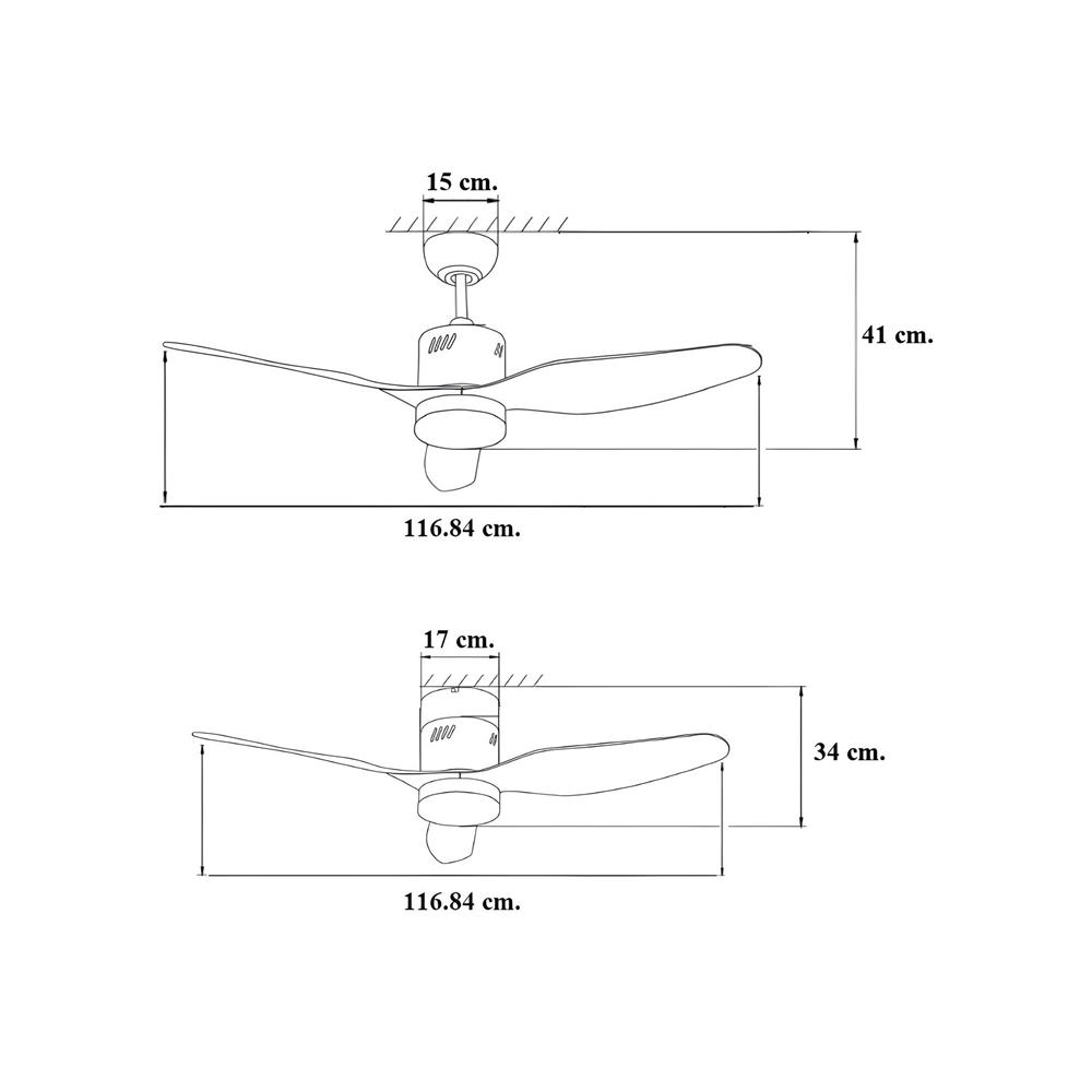 พัดลมโคมไฟ LED WINFAVOUR TC49 18 วัตต์ DAYLIGHT/WARM WHITE/COOL WHITE 46 นิ้ว 1 หัว สีน้ำตาล/โครเมียม