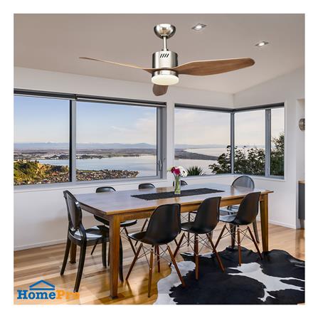 พัดลมโคมไฟ LED WINFAVOUR TC49 18 วัตต์ DAYLIGHT/WARM WHITE/COOL WHITE 46 นิ้ว 1 หัว สีน้ำตาล/โครเมียม_2