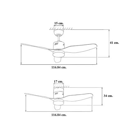 พัดลมโคมไฟ LED WINFAVOUR TC49 18 วัตต์ DAYLIGHT/WARM WHITE/COOL WHITE 46 นิ้ว 1 หัว สีน้ำตาล/โครเมียม_3