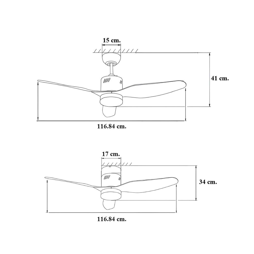 พัดลมโคมไฟ LED WINFAVOUR TC15 18 วัตต์ DAYLIGHT/WARMWHITE/COOLWHITE 46 นิ้ว 1 หัว สีน้ำตาลรมดำ