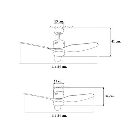 พัดลมโคมไฟ LED WINFAVOUR TC15 18 วัตต์ DAYLIGHT/WARMWHITE/COOLWHITE 46 นิ้ว 1 หัว สีน้ำตาลรมดำ_3