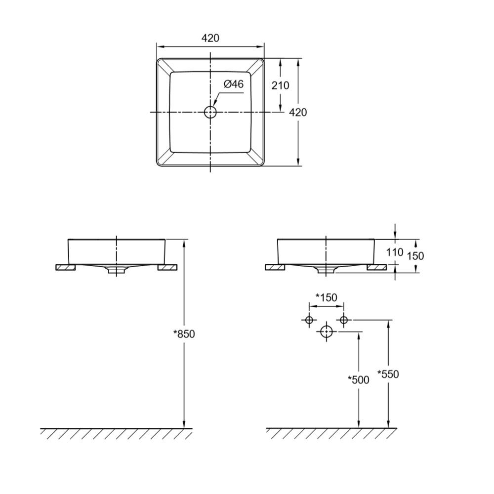 อ่างล้างหน้า AMERICAN STANDARD WP-F411-WT สีขาว