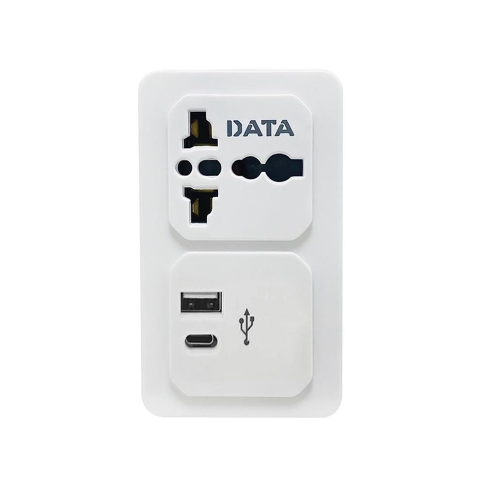 ปลั๊กแปลง 2 ขาแบน 1 ช่อง 1USB 1TYPE-C DATA AL36 10 แอมป์ สีขาว