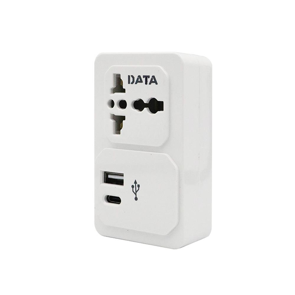 ปลั๊กแปลง 2 ขาแบน 1 ช่อง 1USB 1TYPE-C DATA AL36 10 แอมป์ สีขาว