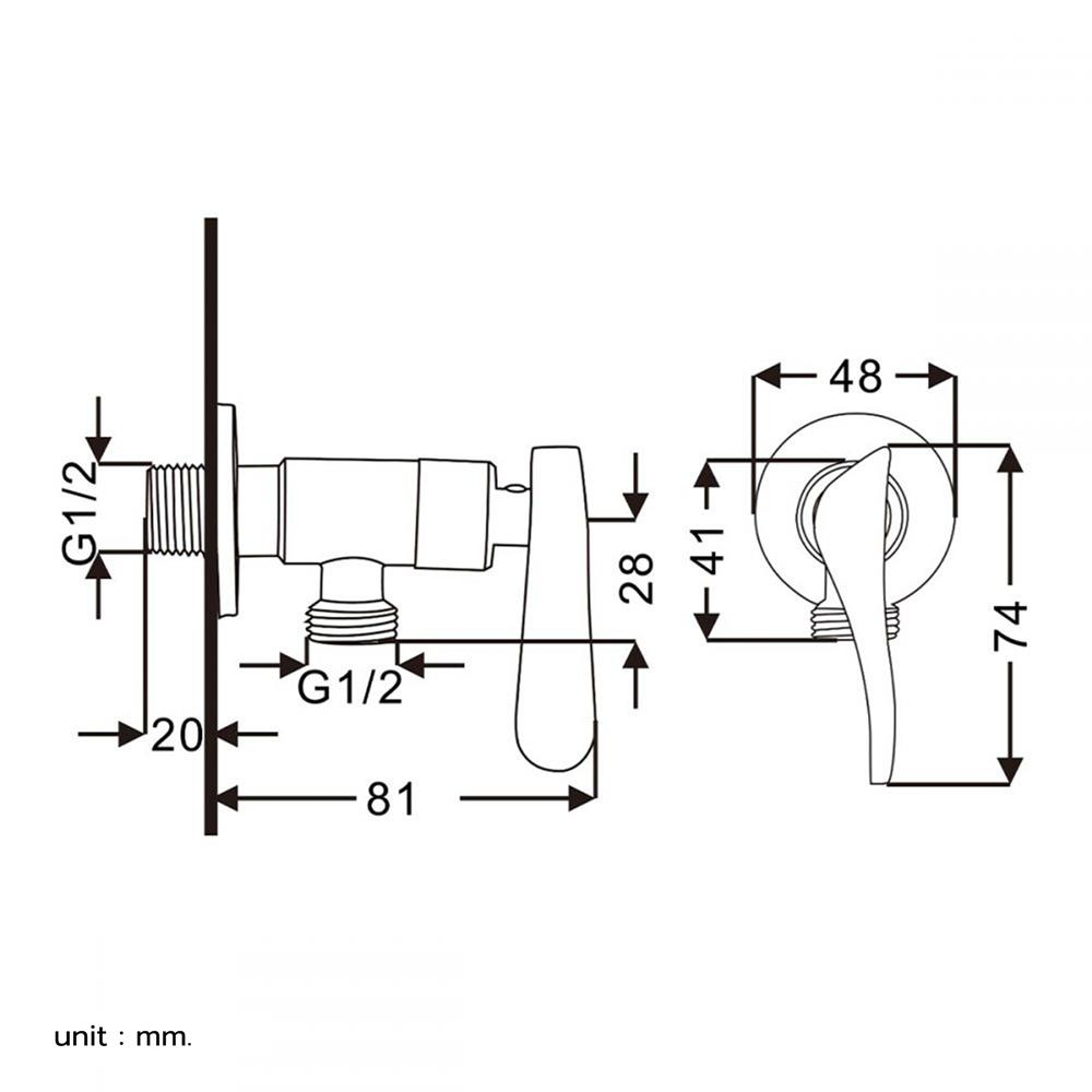 วาล์วฝักบัว BEN BN 89A2332 สีโครม