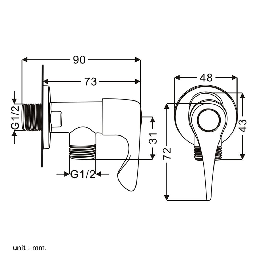 วาล์วฝักบัว BEN BN 89A5656 สีสเตนเลส