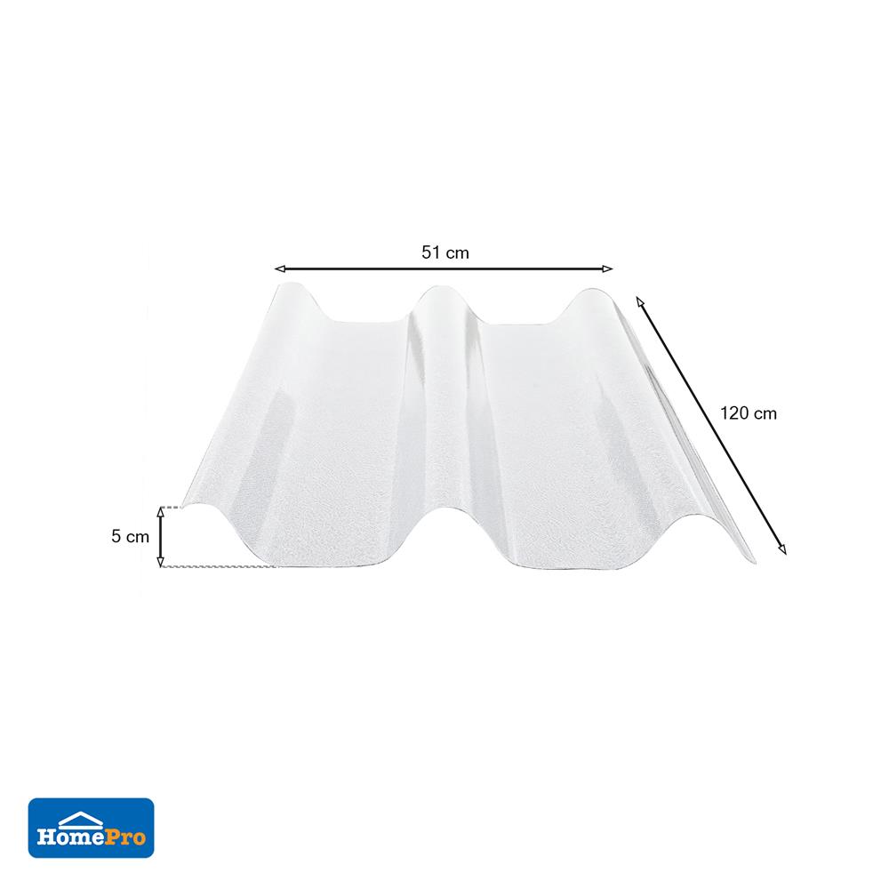 แผ่นโปร่งแสง ลอนคู่ ผิวส้ม SUNSHIELD 1.5 มม. 0.51X1.2 ม. สีใส