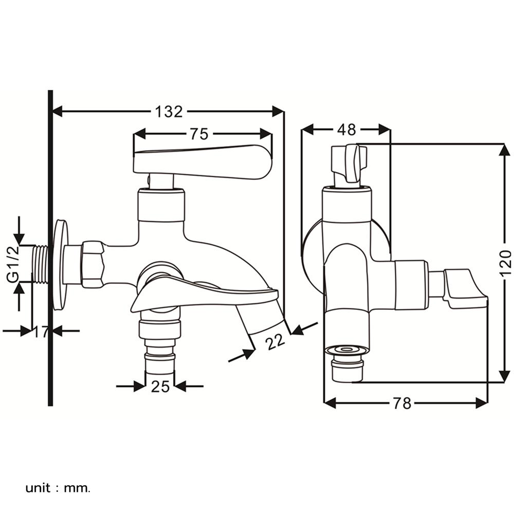 ก๊อกล้างพื้น 2 ทาง RASLAND RA NR-2WAY