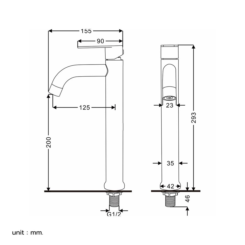 ก๊อกอ่างล้างหน้าเดี่ยว RASLAND RA 813-HIGH
