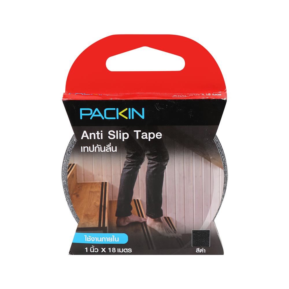 เทปกันลื่น PACK IN ใช้งานภายใน 1 นิ้ว X 18 ม. สีดำ