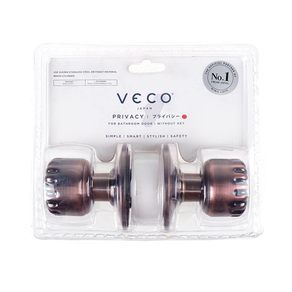 ลูกบิดห้องน้ำ VECO 905-AC-BK หัวฟักทอง สีทองแดงรมดำ