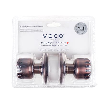 ลูกบิดห้องน้ำ VECO 905-AC-BK หัวฟักทอง สีทองแดงรมดำ_2