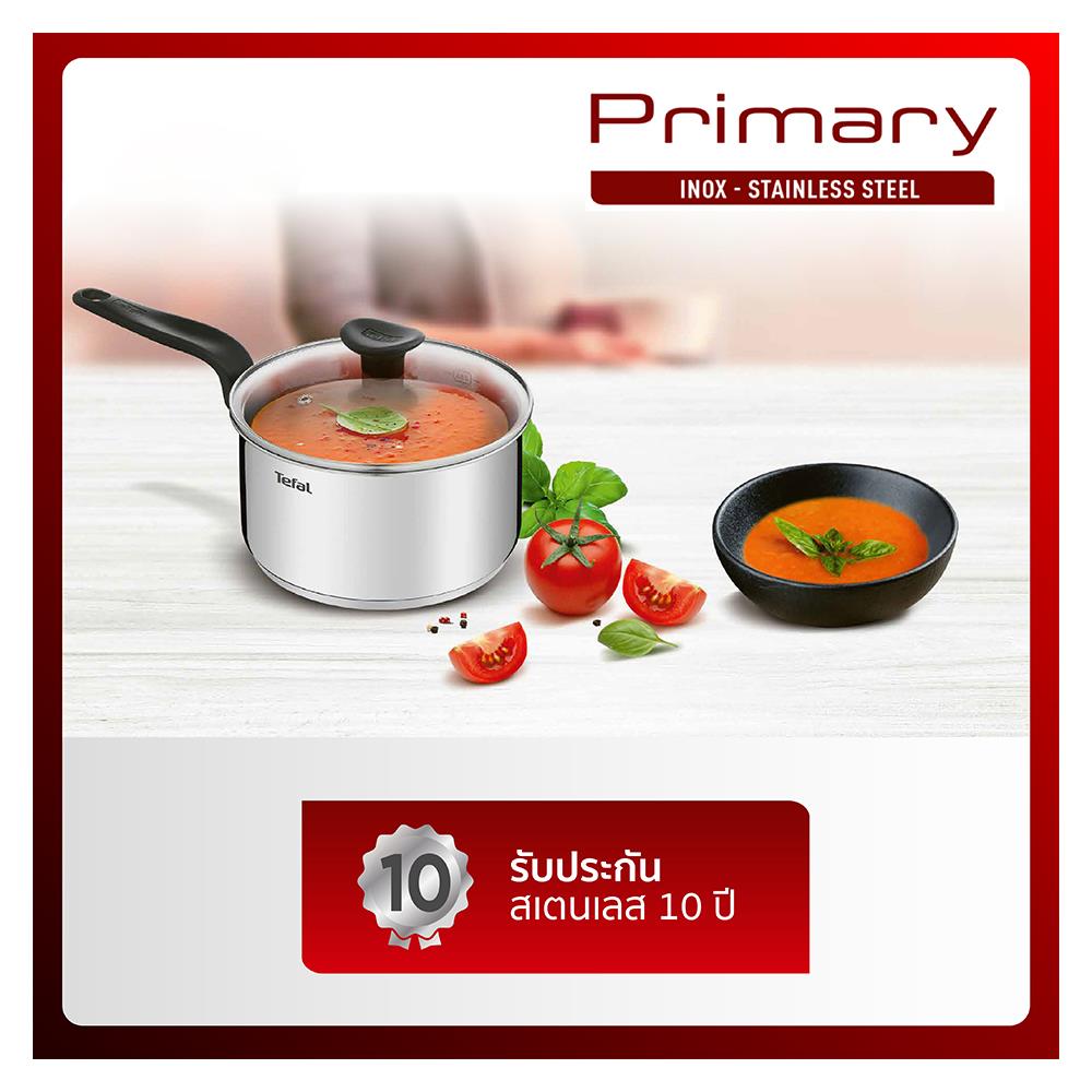หม้อด้ามพร้อมฝาแก้ว 18 ซม. TEFAL PRIMARY IH