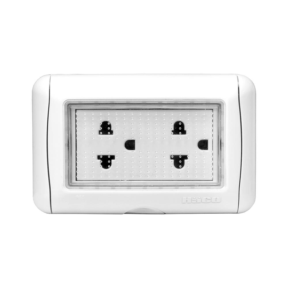 หน้ากากกันน้ำ HACO 3 ช่อง PR W222R/S-E20 สีขาว