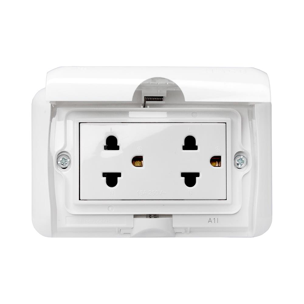 หน้ากากกันน้ำ HACO 3 ช่อง PR W222R/S-E20 สีขาว