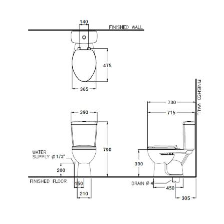 สุขภัณฑ์ 2 ชิ้น COTTO C13443 6L สีขาว_1
