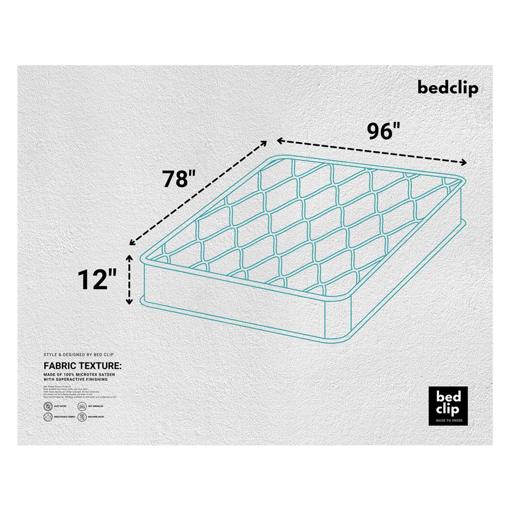ชุดผ้าปูที่นอน 8 ฟุต 3 ชิ้น BED CLIP MICROTEX สีขาว
