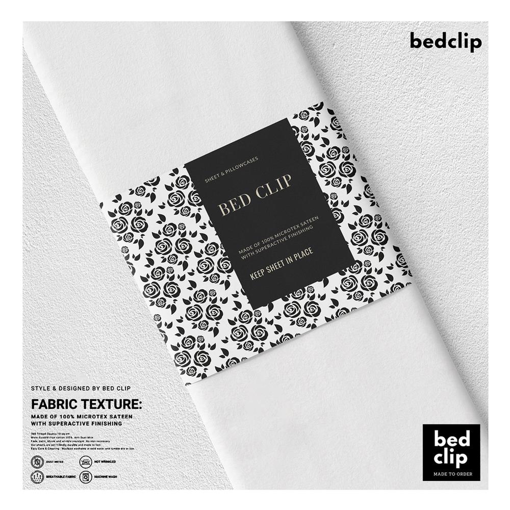 ชุดผ้าปูที่นอน 7 ฟุต 3 ชิ้น BED CLIP MICROTEX สีขาว