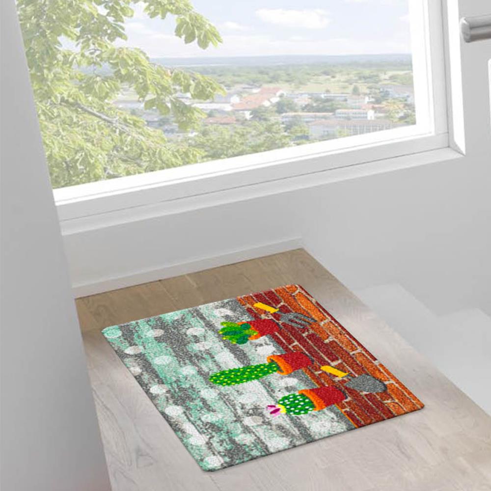 พรม PRAW CACTUS SAVE THE WORLD 50X75 ซม. สีเทา/น้ำตาล