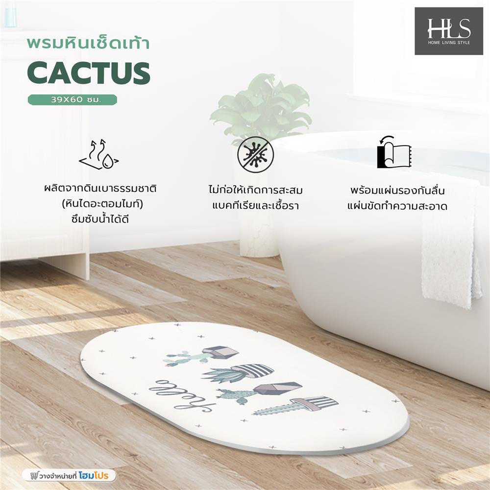 พรมหินเช็ดเท้า HOME LIVING STYLE CACTUS 39X60 ซม. สีเขียว