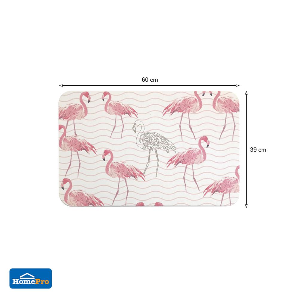 พรมหินเช็ดเท้า HOME LIVING STYLE FLAMINGO 39X60 ซม. สีชมพู