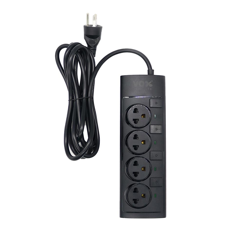 รางปลั๊กไฟ 4 ช่อง 4 สวิตช์ VOX NO01-4401 3 ม. สีดำ