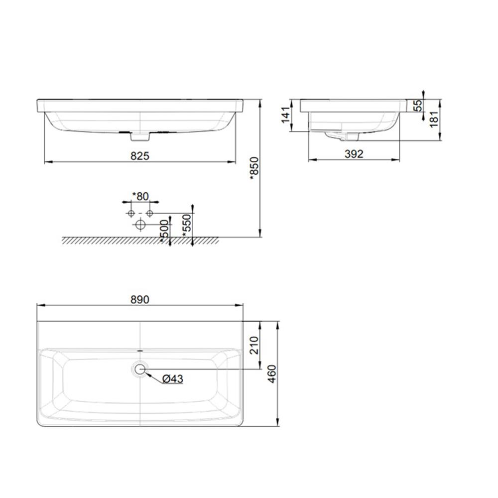อ่างล้างหน้าฝังครึ่งเคาน์เตอร์ AMERICAN STANDARD WP-F521-WT สีขาว