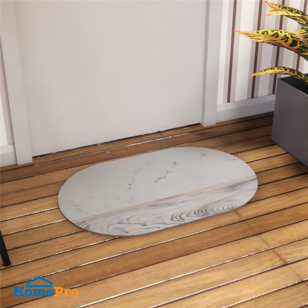 พรมหินเช็ดเท้า HOME LIVING STYLE WOODEN 39X60 ซม. สีขาว