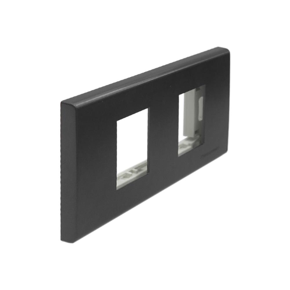 หน้ากาก 2 ช่อง PANASONIC WEG6802MB สีดำเมทาลิค