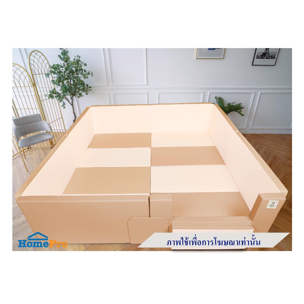 คอกกั้นเด็ก GEKO ไซซ์ L หนัง PU สีน้ำตาล/ครีม