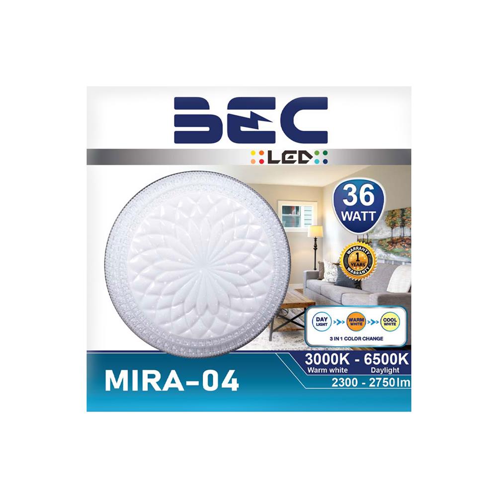 ไฟเพดาน LED BEC MIRA-04 15 นิ้ว 36 วัตต์ DAYLIGHT/COOL WHITE/WARM WHITE สีขาว