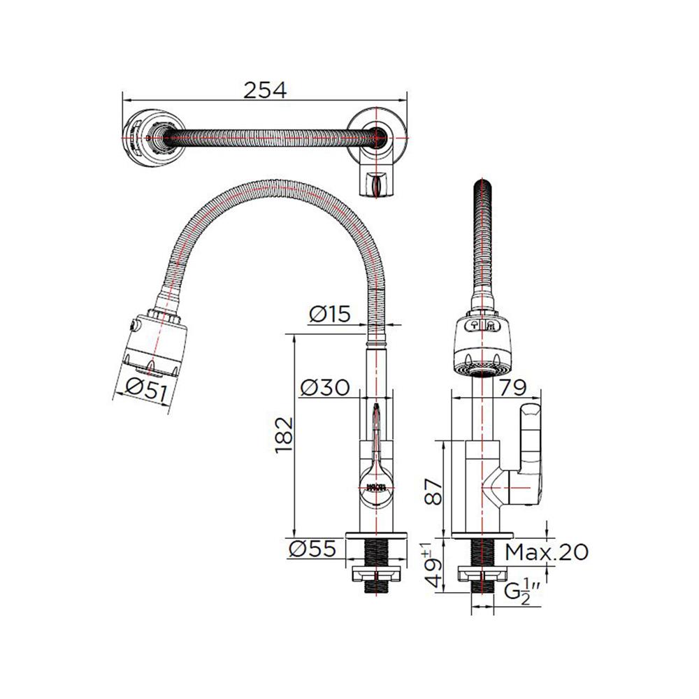 ก๊อกซิงค์เดี่ยวเคาน์เตอร์ KARAT FAUCET KF-63-519-50 สีโครม