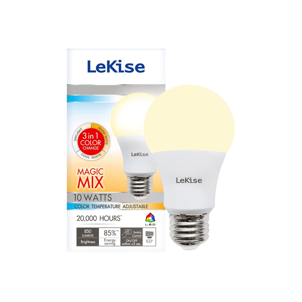 หลอด LED LEKISE MAGIC MIX 10 วัตต์ COOLWHITE DAYLIGHT WARMWHITE E27