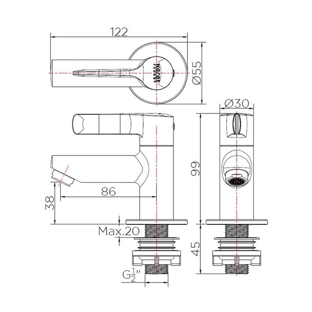 ก๊อกอ่างล้างหน้า KARAT FAUCET KF-63-100B-50