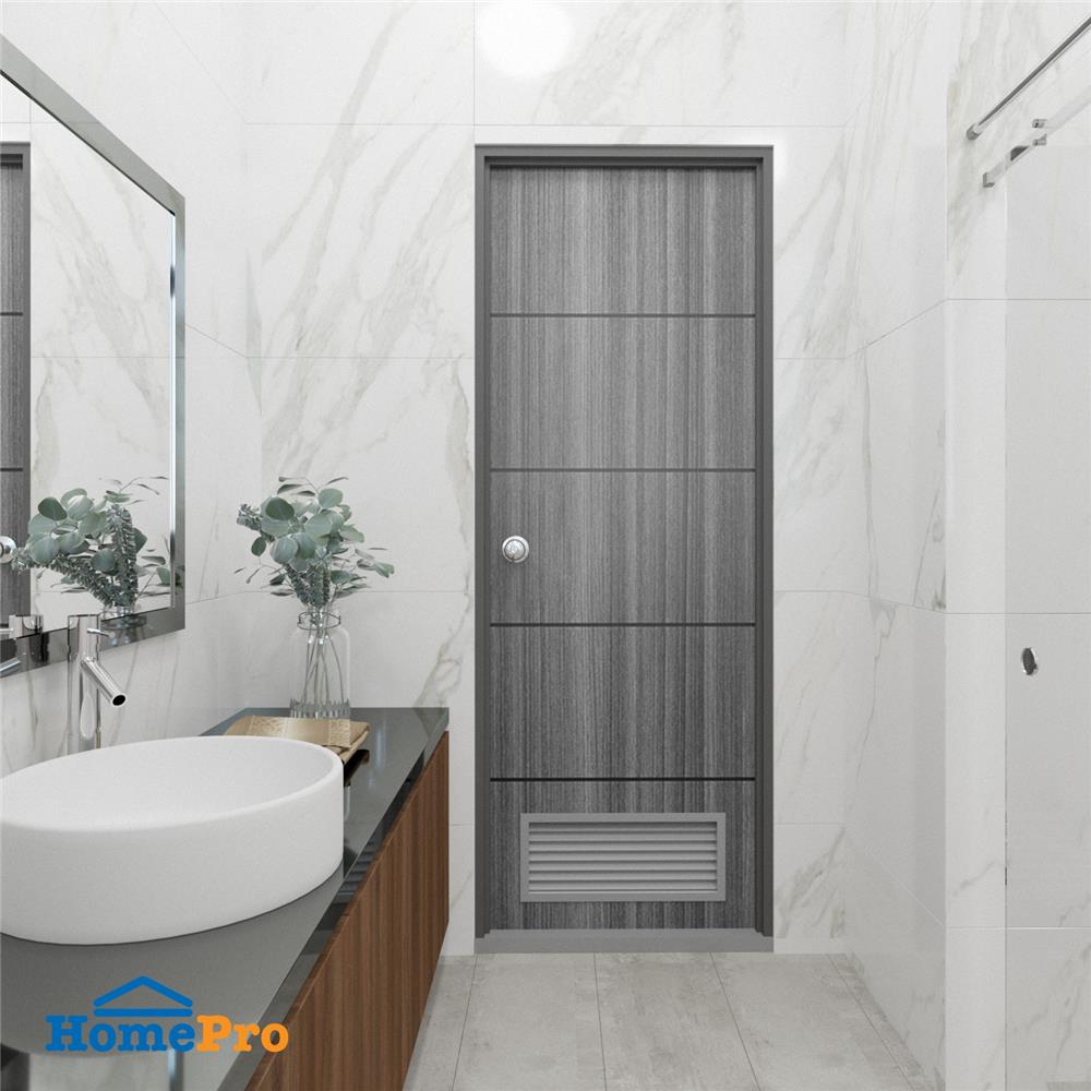 ประตูห้องน้ำ UPVC AZLE PZL4 70X200 ซม. สีเทาควัน เจาะลูกบิด