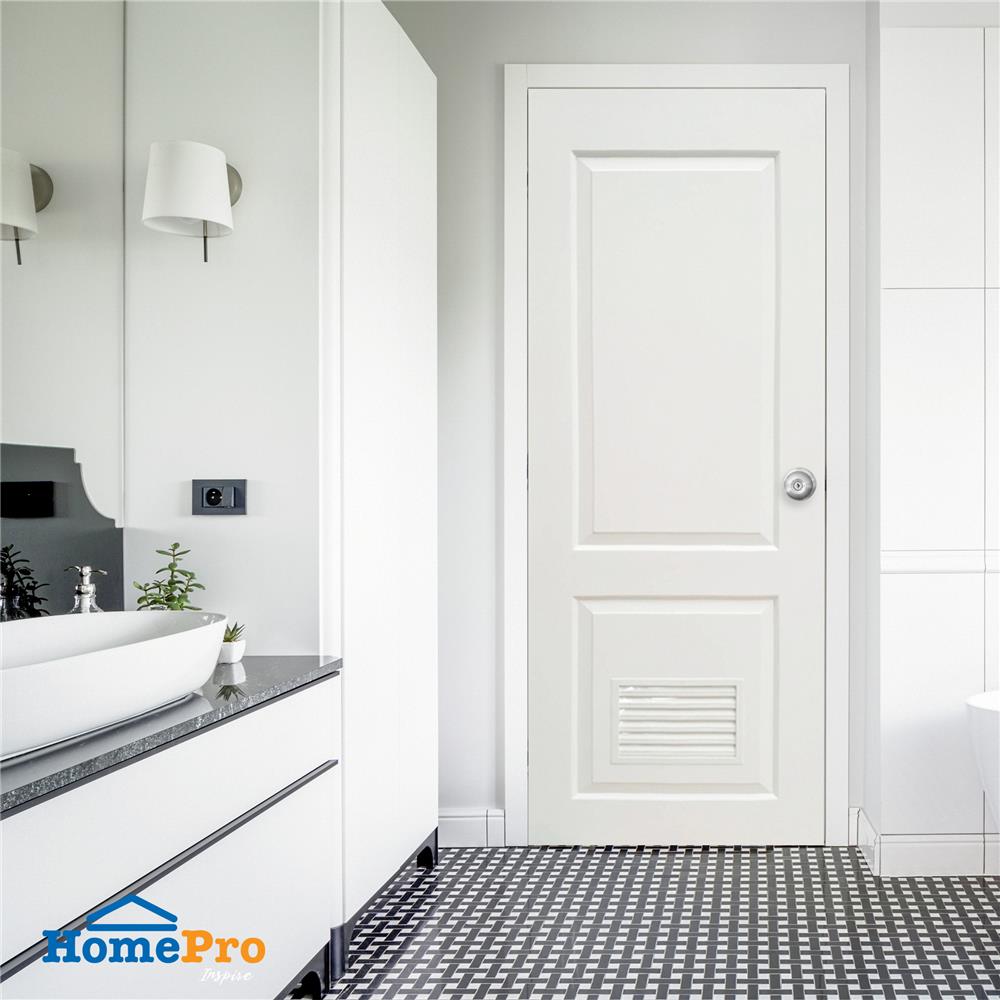 ประตูห้องน้ำ UPVC AZLE PZLS04 70X200 ซม. สีขาว เจาะลูกบิด