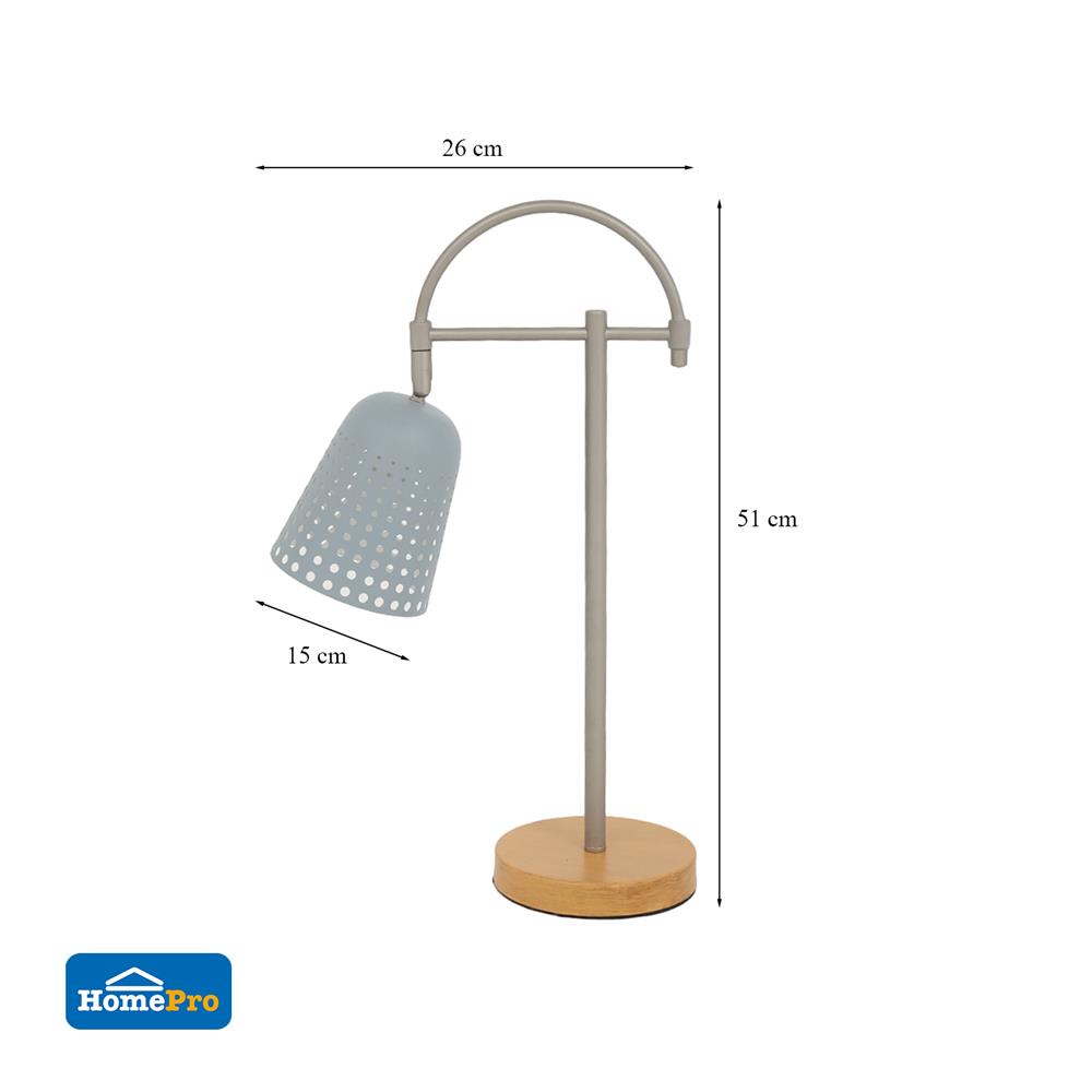 ไฟตั้งโต๊ะ CARINI 5034B/1T สีเทา/เงิน/ลายไม้