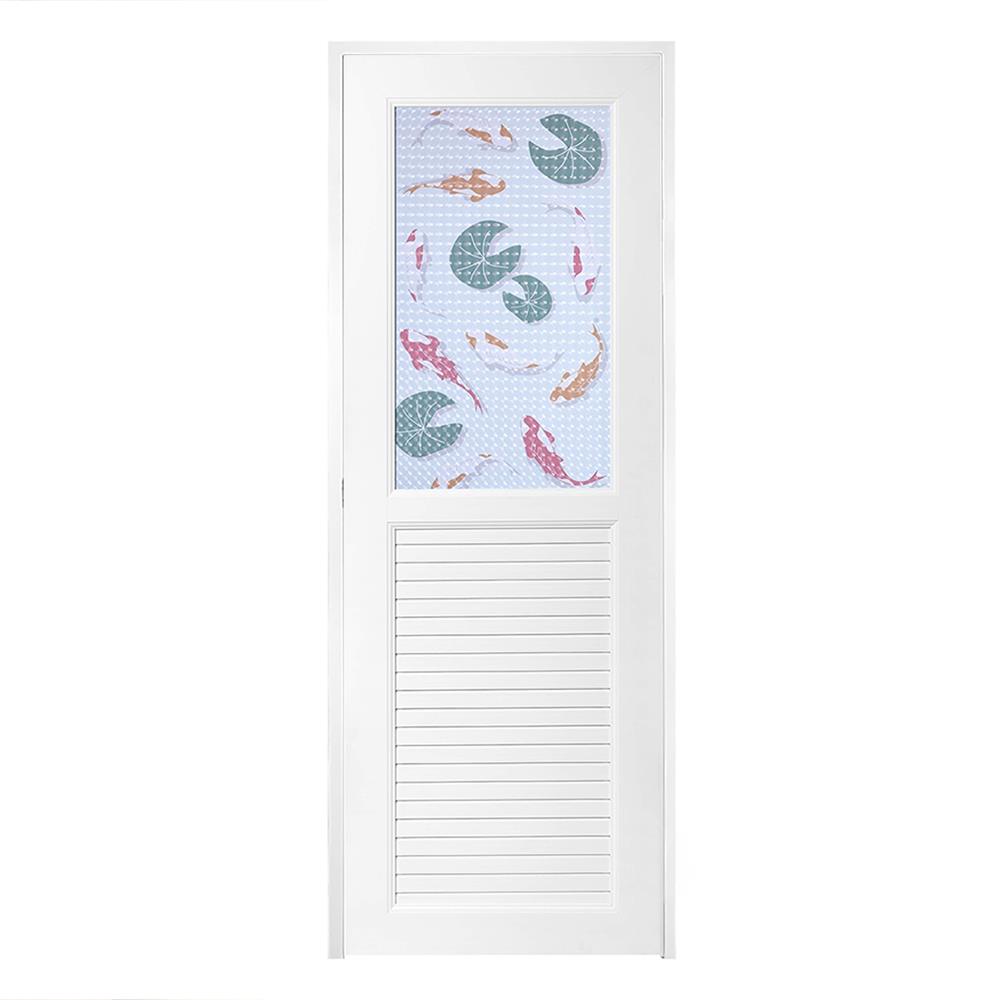 ประตูห้องน้ำ UPVC AZLE AZ111 KOI FISH  70X200 ซม. สีขาว พร้อมวงกบ ไม่เจาะลูกบิด