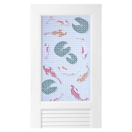 ประตูห้องน้ำ UPVC AZLE AZ111 KOI FISH  70X200 ซม. สีขาว พร้อมวงกบ ไม่เจาะลูกบิด_2