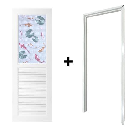ประตูห้องน้ำ UPVC AZLE AZ111 KOI FISH  70X200 ซม. สีขาว พร้อมวงกบ ไม่เจาะลูกบิด_3