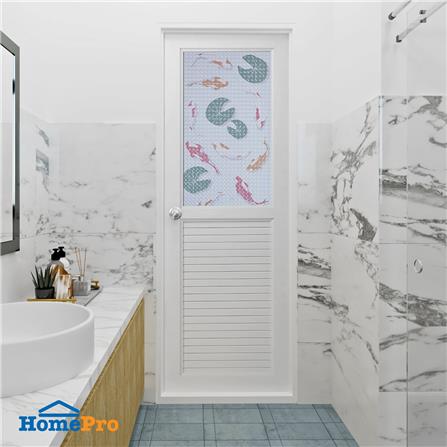 ประตูห้องน้ำ UPVC AZLE AZ111 KOI FISH  70X200 ซม. สีขาว พร้อมวงกบ ไม่เจาะลูกบิด_5