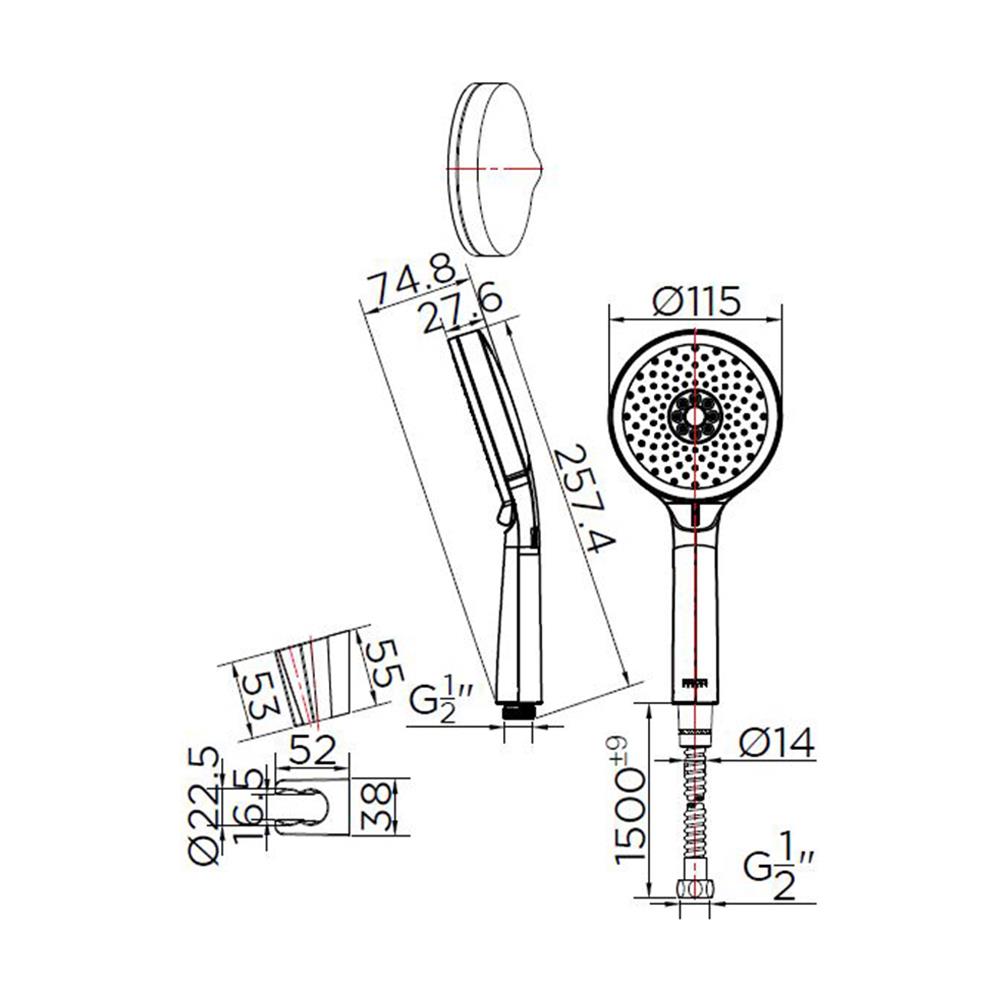 ชุดฝักบัวสายอ่อน 3 ระดับ KARAT FAUCET KS-44-233-50 สีโครม