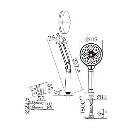 ชุดฝักบัวสายอ่อน 3 ระดับ KARAT FAUCET KS-44-233-50 สีโครม_1