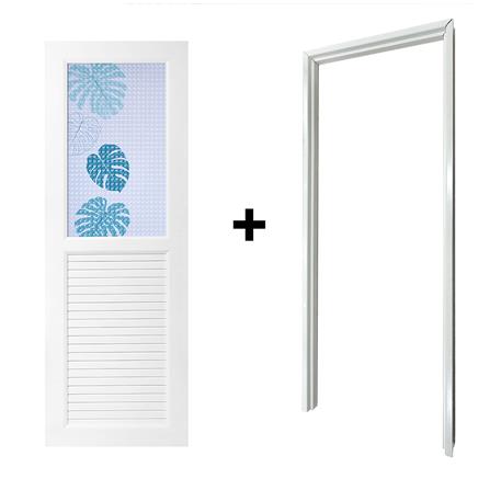 ประตูห้องน้ำ UPVC AZLE AZ112 MONSTERA 70X200 ซม. สีขาว พร้อมวงกบ ไม่เจาะลูกบิด_3